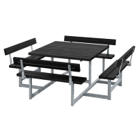 Picnic bord/b&aelig;nkes&aelig;t med 4 rygl&aelig;n 224 cm RePlast sort