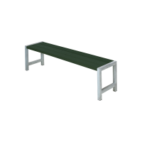 Plankeb&aelig;nk 176 cm med gr&oslash;n n&aring;letr&aelig; og st&aring;l stel