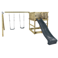 Plus Play legetårn med gyngestativ, rutsjebane og 2 gynger