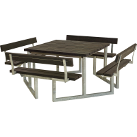 Twist bord/b&aelig;nkes&aelig;t med 4 rygl&aelig;n 227 cm RePlast sort