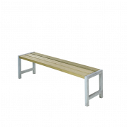 Plankeb&aelig;nk 176 cm med trykimpr&aelig;gneret n&aring;letr&aelig; og st&aring;l stel