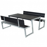 Zigma bord/b&aelig;nkes&aelig;t med 2 rygl&aelig;n 176 cm sort