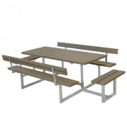 Basic bord/b&aelig;nkes&aelig;t med 2 rygl&aelig;n og 2 p&aring;bygninger 260 cm gr&aring;brun