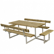 Basic bord/b&aelig;nkes&aelig;t med 2 rygl&aelig;n og 2 p&aring;bygninger 260 cm trykimpr&aelig;gneret