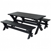 Nostalgi plankes&aelig;t med bord og 2 b&aelig;nke 177 cm sort