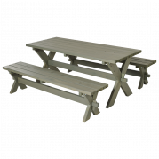 Nostalgi plankes&aelig;t med bord og 2 b&aelig;nke 177 cm gr&aring;brun