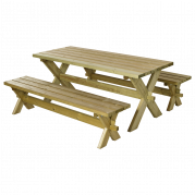 Nostalgi plankes&aelig;t med bord og 2 b&aelig;nke 177 cm natur