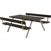 Alpha bord/b&aelig;nkes&aelig;t med 2 rygl&aelig;n 177 cm RePlast sort