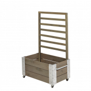 Cubic blomsterkasse med espalier og hjul 87×50×130cm gråbrun