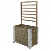 Cubic blomsterkasse med espalier og hjul 87×50×155cm gråbrun
