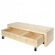 Fun sandkasse med hjul og b&aelig;nk 180cm i ubehandlet n&aring;letr&aelig;