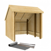 Cykelskur med &aring;ben front 5,7 m&sup2; inkl. tagpap/alulister natur