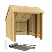 Cykelskur med &aring;ben front 5,7 m&sup2; inkl. tagpap/alulister/stolpef&oslash;dder