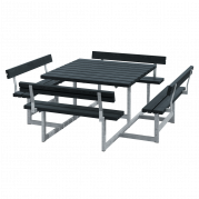 Picnic bord/b&aelig;nkes&aelig;t med rygl&aelig;n 224 cm tr&aelig; sort