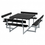 Picnic bord/b&aelig;nkes&aelig;t med 4 rygl&aelig;n 224 cm RePlast sort