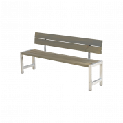 Plankeb&aelig;nk med rygl&aelig;n 176 cm gr&aring;brun
