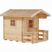 Legehus 134×134cm og 58cm terrasse i ubehandlet nåletræ