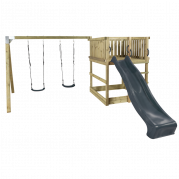 Plus Play legetårn med gyngestativ, rutsjebane og 2 gynger