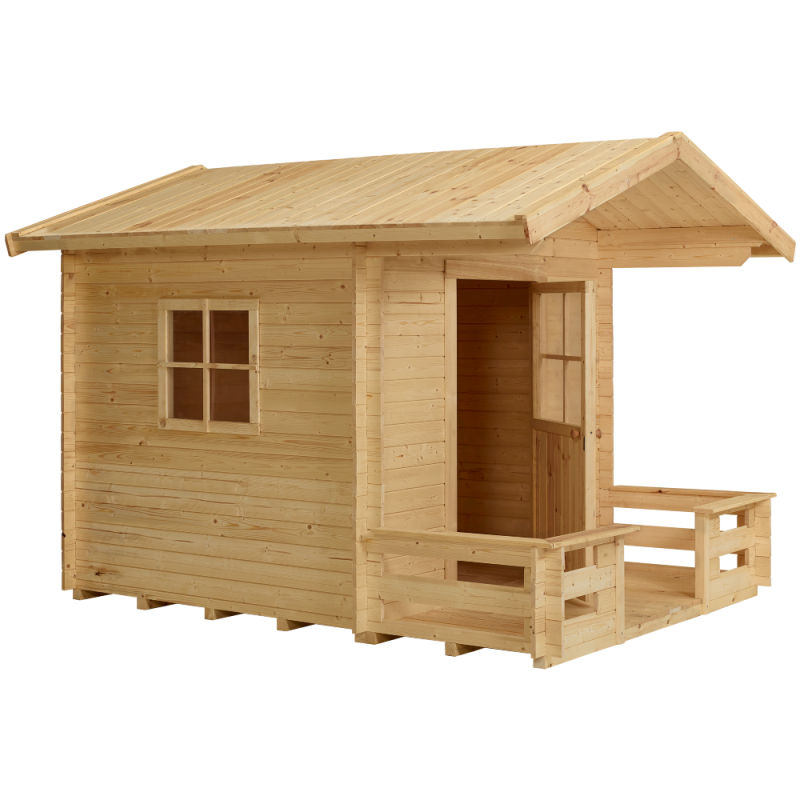 Legehus 182×161 cm og 72 cm terrasse i ubehandlet nåletræ