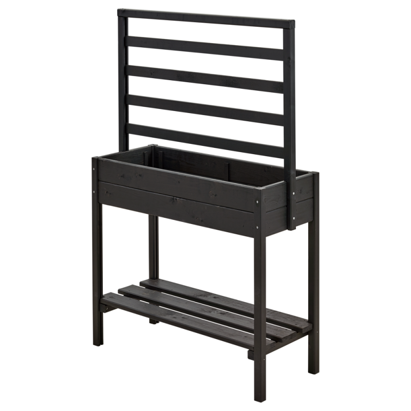Basic plantekasse med espalier og hylde 88×37×137cm sort