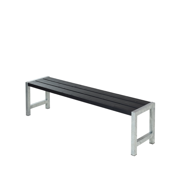 Plankeb&aelig;nk 176 cm med sort n&aring;letr&aelig; og st&aring;l stel