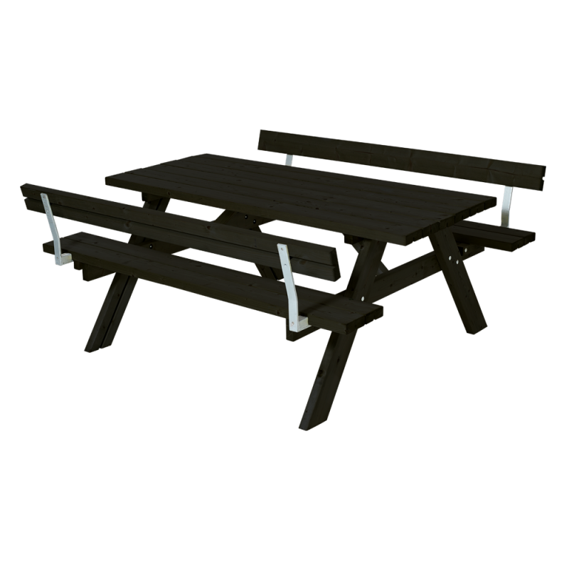 Plus Klassisk bord/bænkesæt med ryglæn 177 cm træ sort