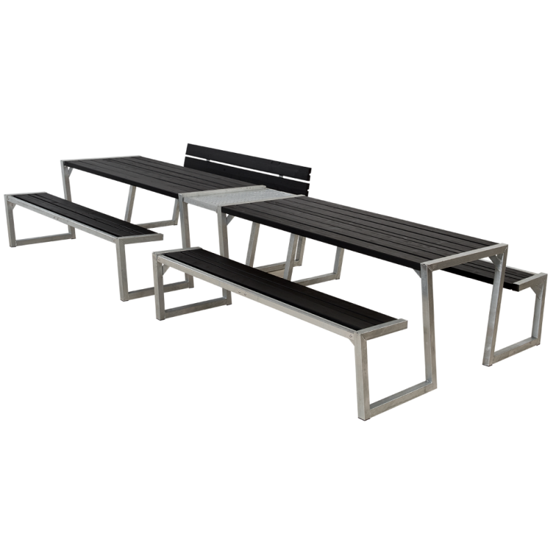 Zigma bord og b&aelig;nkes&aelig;t med 1 rygl&aelig;n 392 cm sort