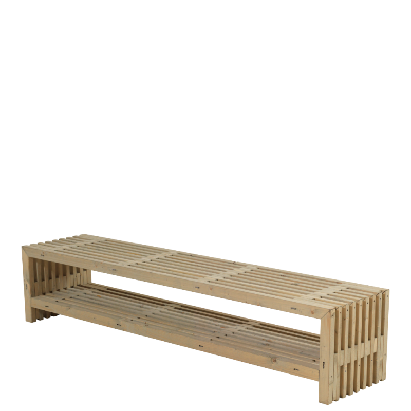 Tralleb&aelig;nk Rustik Design med hylde 218&times;49 cm drivt&oslash;mmerfarve