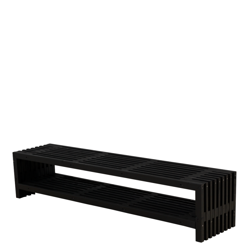 Tralleb&aelig;nk Rustik Design med hylde 218&times;49 cm sort