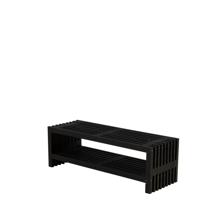 Tralleb&aelig;nk Rustik Design med hylde 138&times;49 cm sort