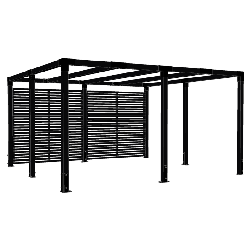 Cubic pergola med Tokyo hegn 387x387cm sort