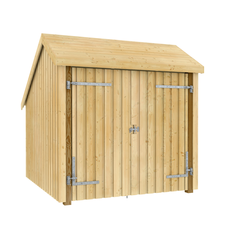 Cykelskur med dobbeltd&oslash;r 5,7 m&sup2; natur