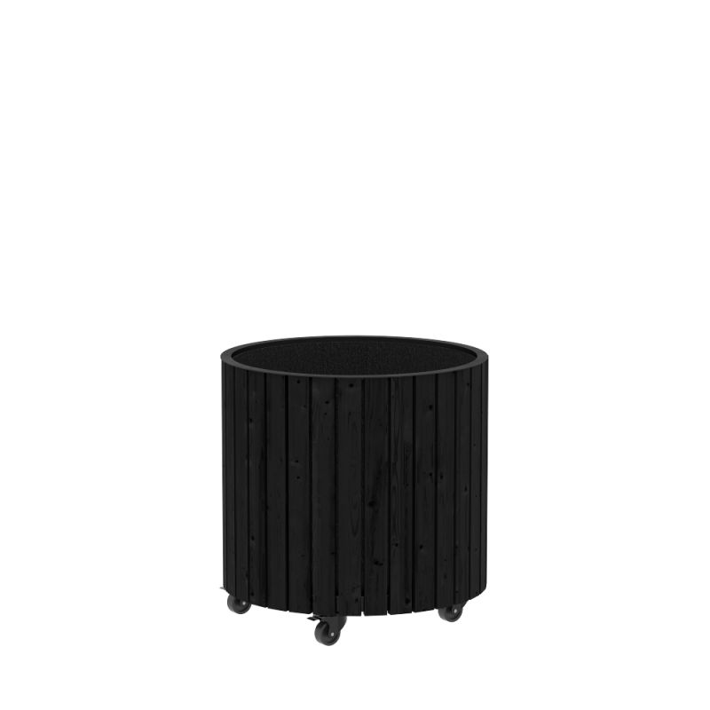 Circle plantekasse med hjul Ø55/55cm sort