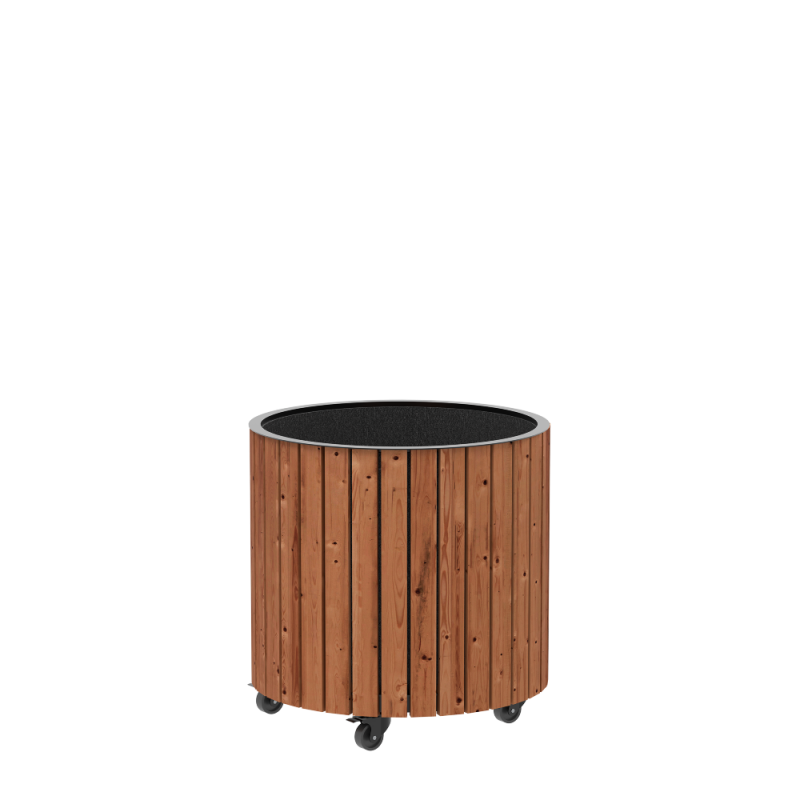 Circle plantekasse med hjul Ø55/55cm ThermoWood®