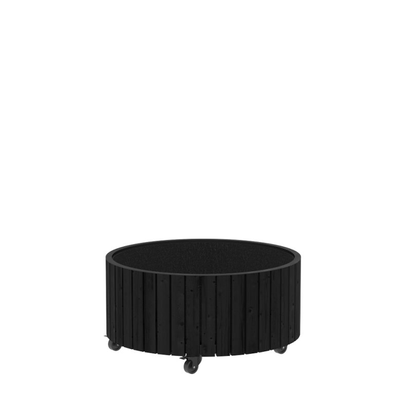 Circle plantekasse med hjul Ø70/35cm sort