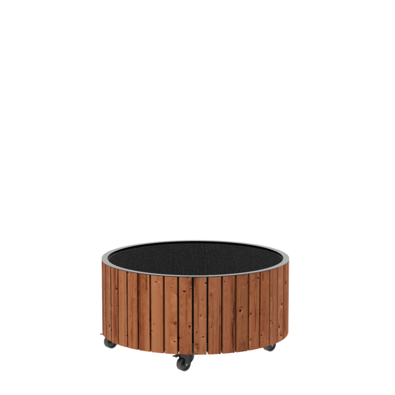 Circle plantekasse med hjul Ø70/35cm ThermoWood®
