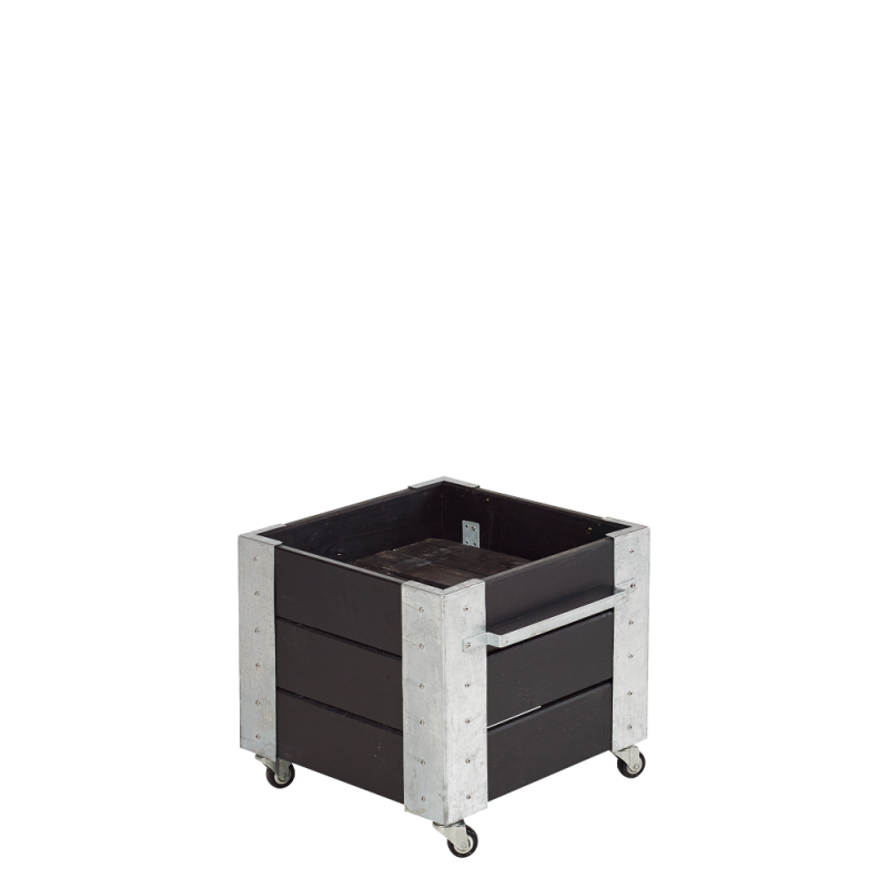 Cubic blomsterkasse med hjul 46×50×45cm sort