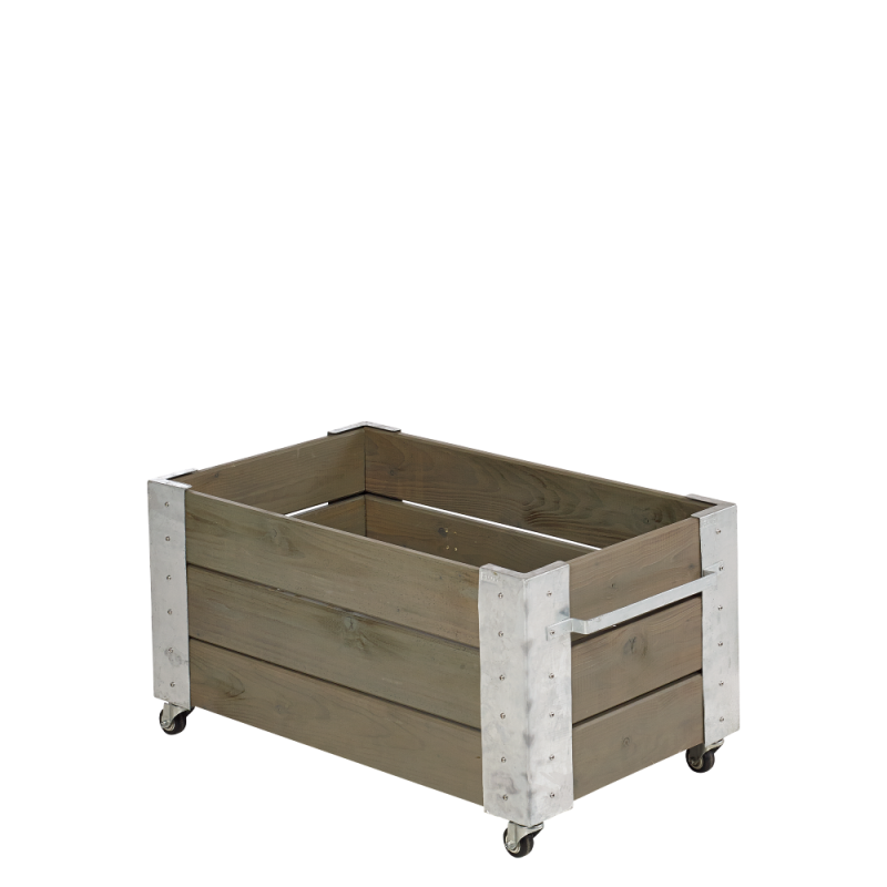 Cubic blomsterkasse med hjul 87×50×45cm gråbrun