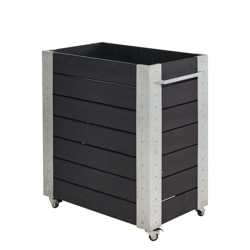 Cubic blomsterkasse med hjul 87×50×95cm sort