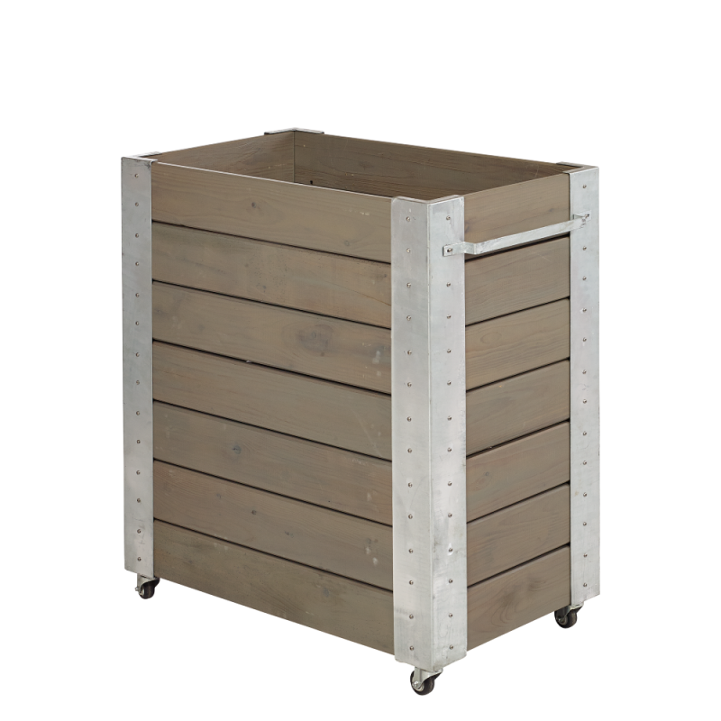 Cubic blomsterkasse med hjul 87×50×95cm gråbrun