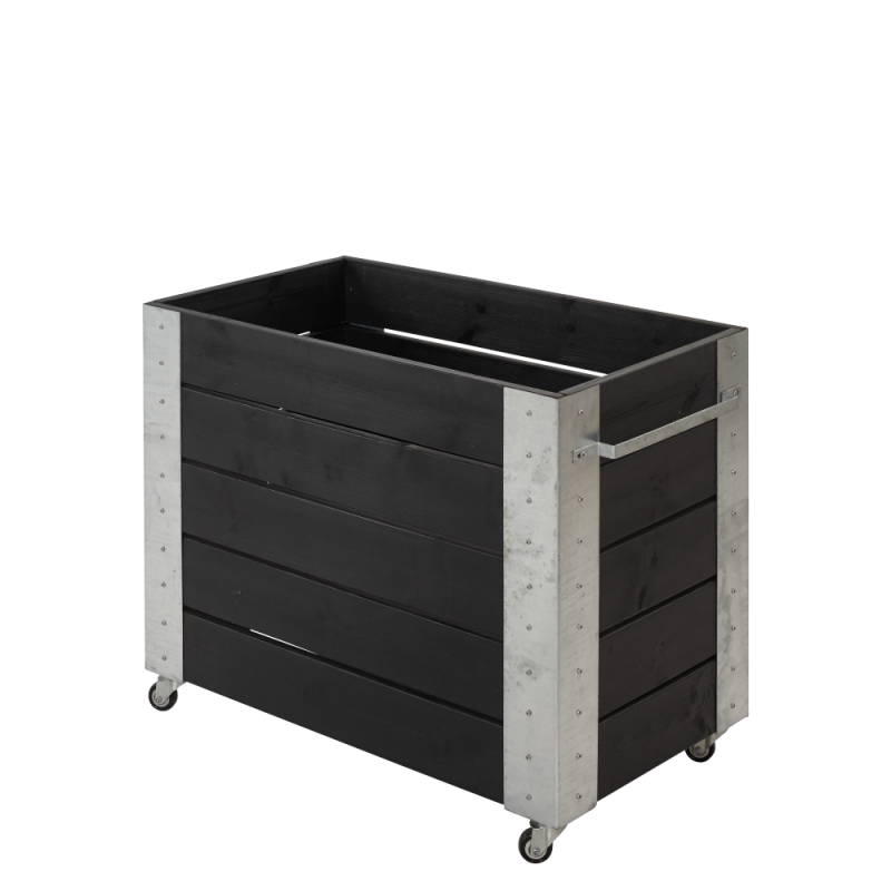 Cubic blomsterkasse med hjul 87×50×70cm sort