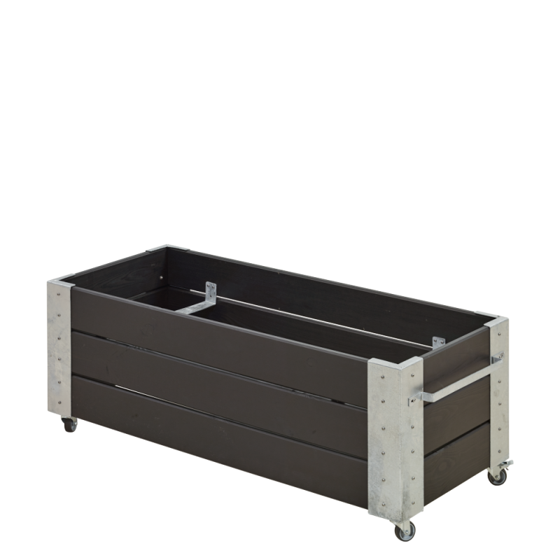 Cubic blomsterkasse med hjul 120×50×45cm sort