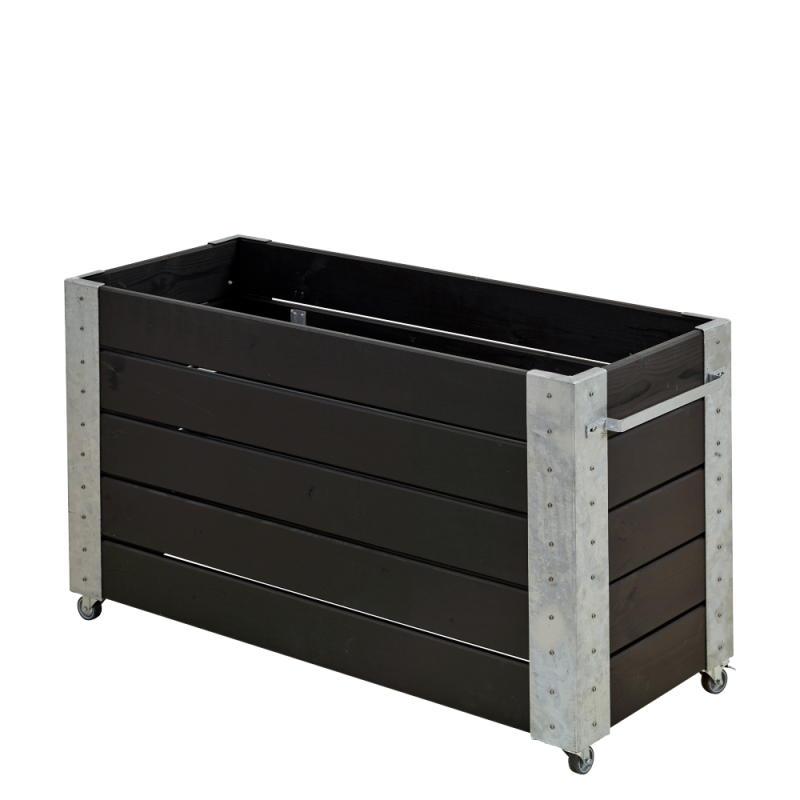 Cubic blomsterkasse med hjul 120&times;50&times;70cm sort