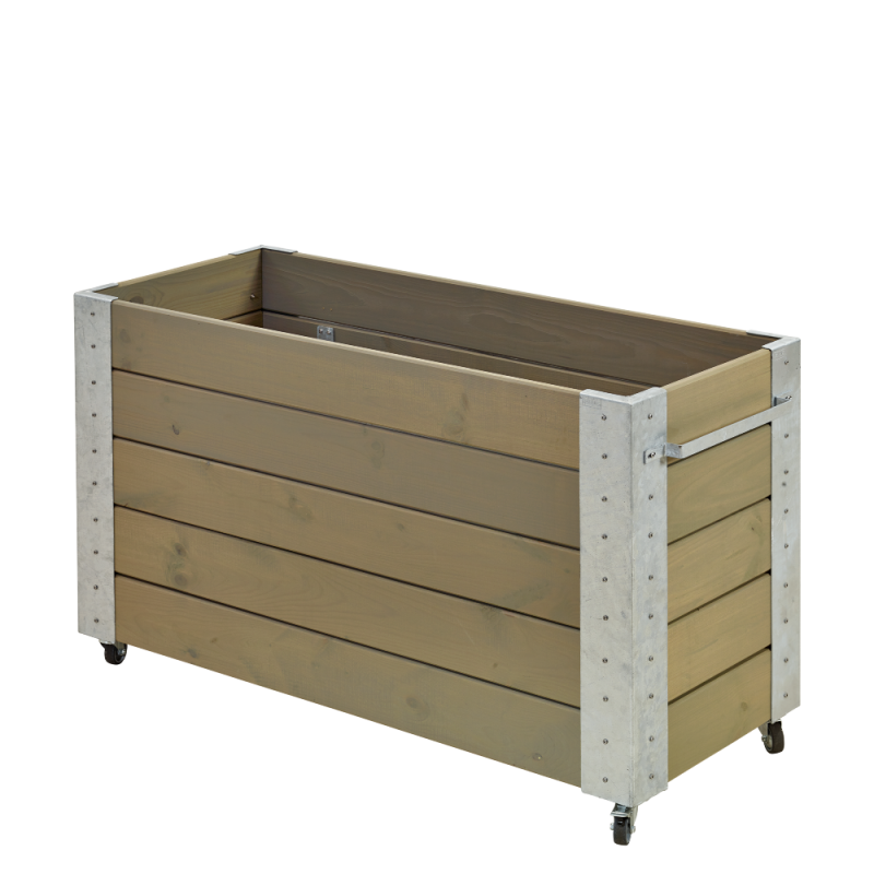 Cubic blomsterkasse med hjul 120×50×70cm gråbrun