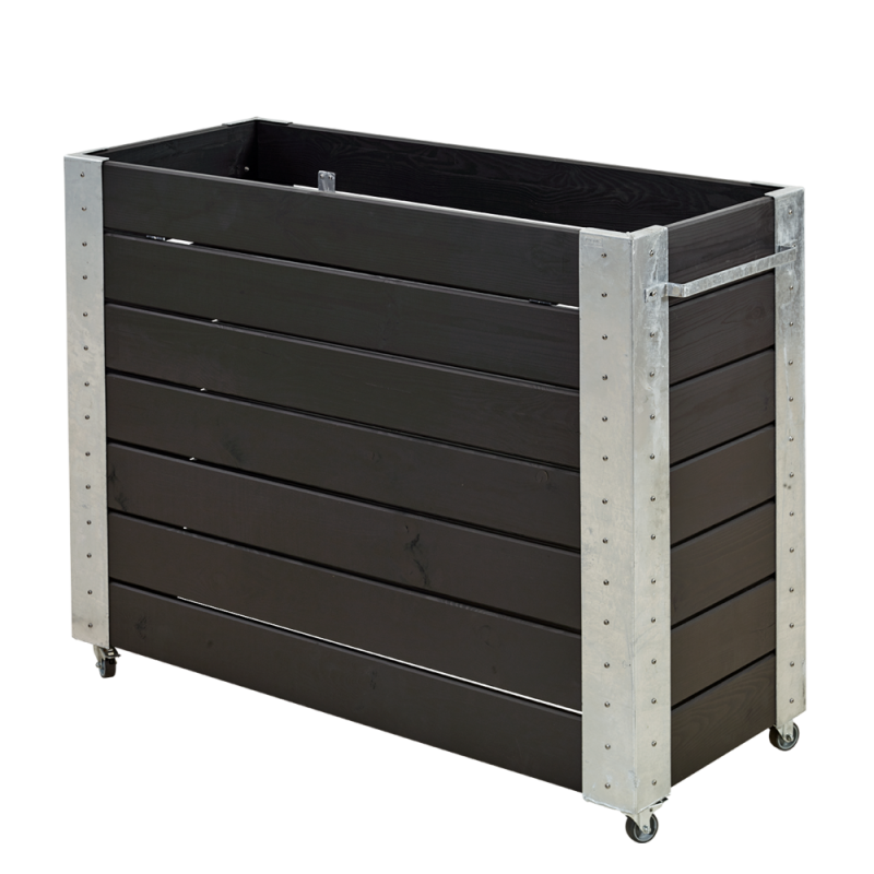 Cubic blomsterkasse med hjul 120×50×95cm sort