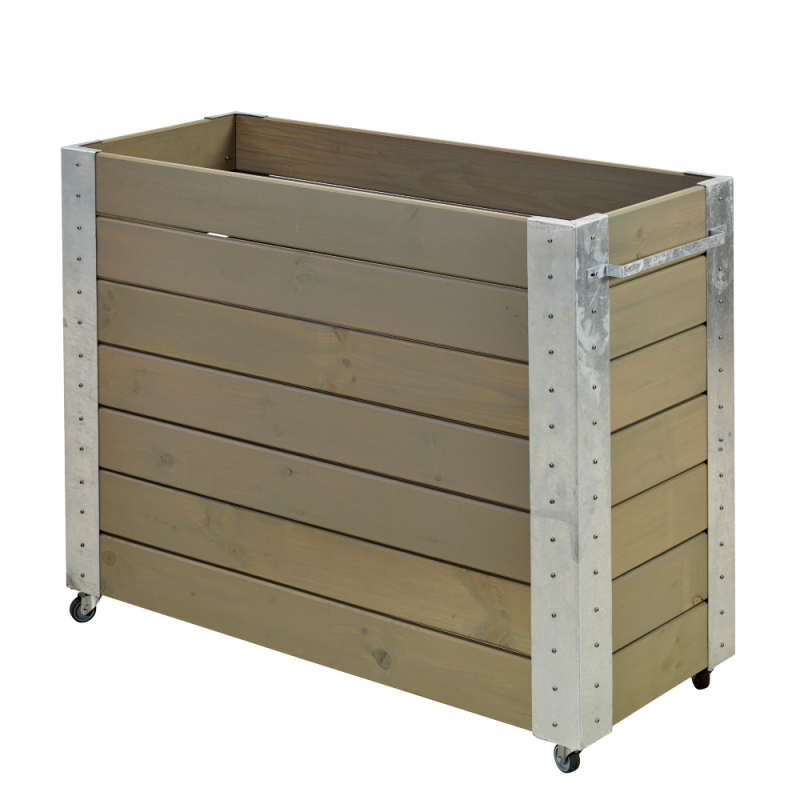 Cubic blomsterkasse med hjul 120×50×95cm gråbrun
