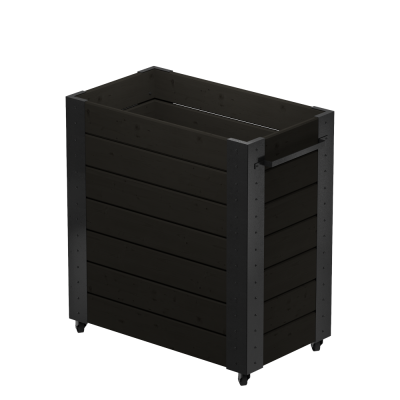 Cubic blomsterkasse med hjul 87&times;50&times;95cm FSC 100% sort