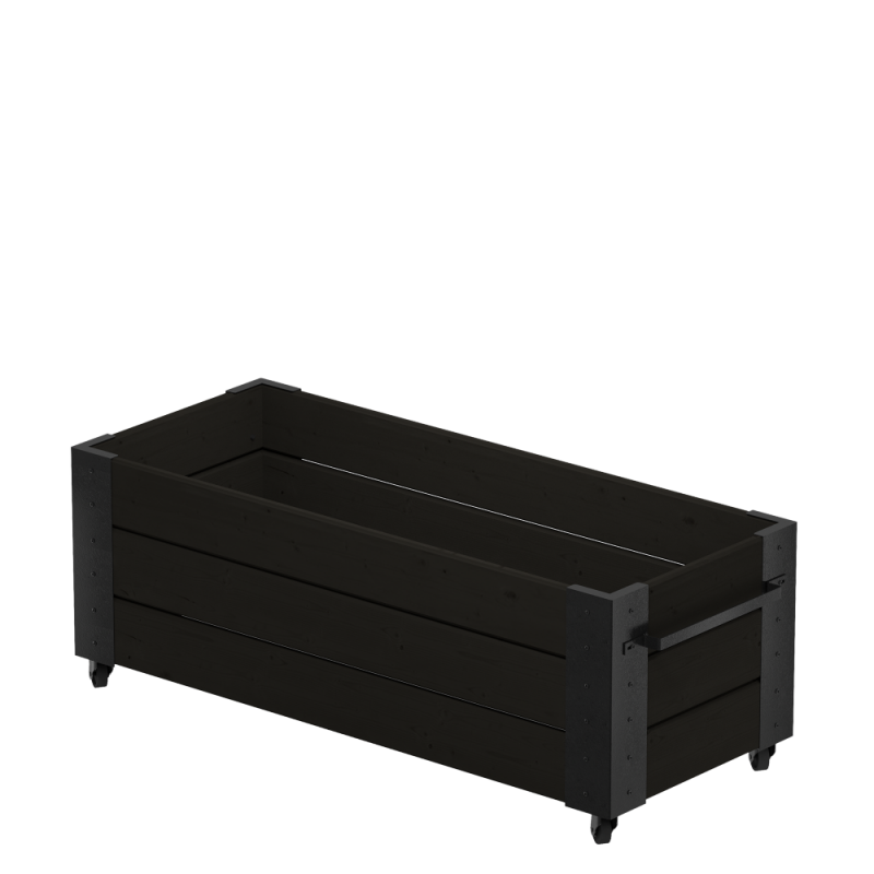 Cubic blomsterkasse med hjul 120&times;50&times;45 cm sort