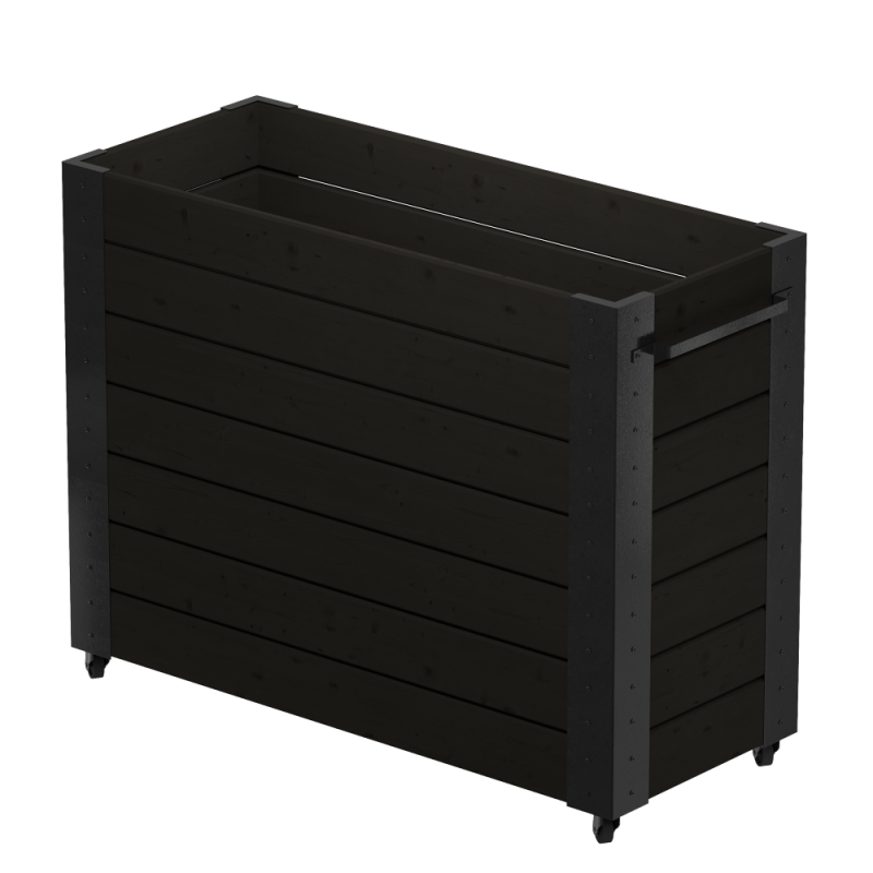 Cubic blomsterkasse med hjul 120&times;50&times;95 cm sort