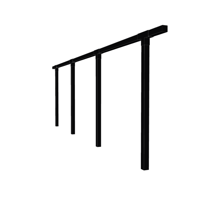 Pergola enkelt med  3 moduler 664cm sort